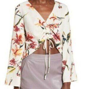 Leith Floral Drawstring Crop Top